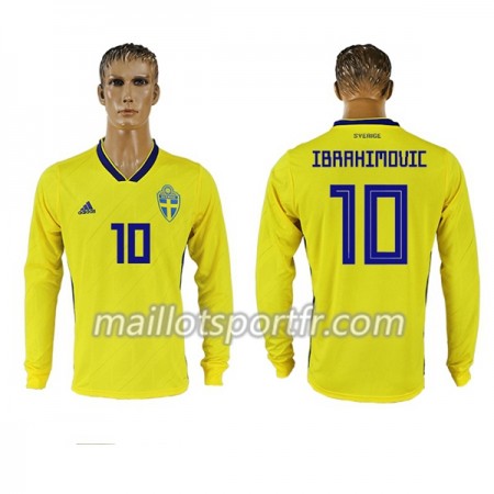 Maillot de Foot Suède Ibrahimovic 10 Domicile Coupe du monde 2018 ML Maillot de Foot Suède Ibrahimovic 10 Domicile Coupe du monde 2018 ML
